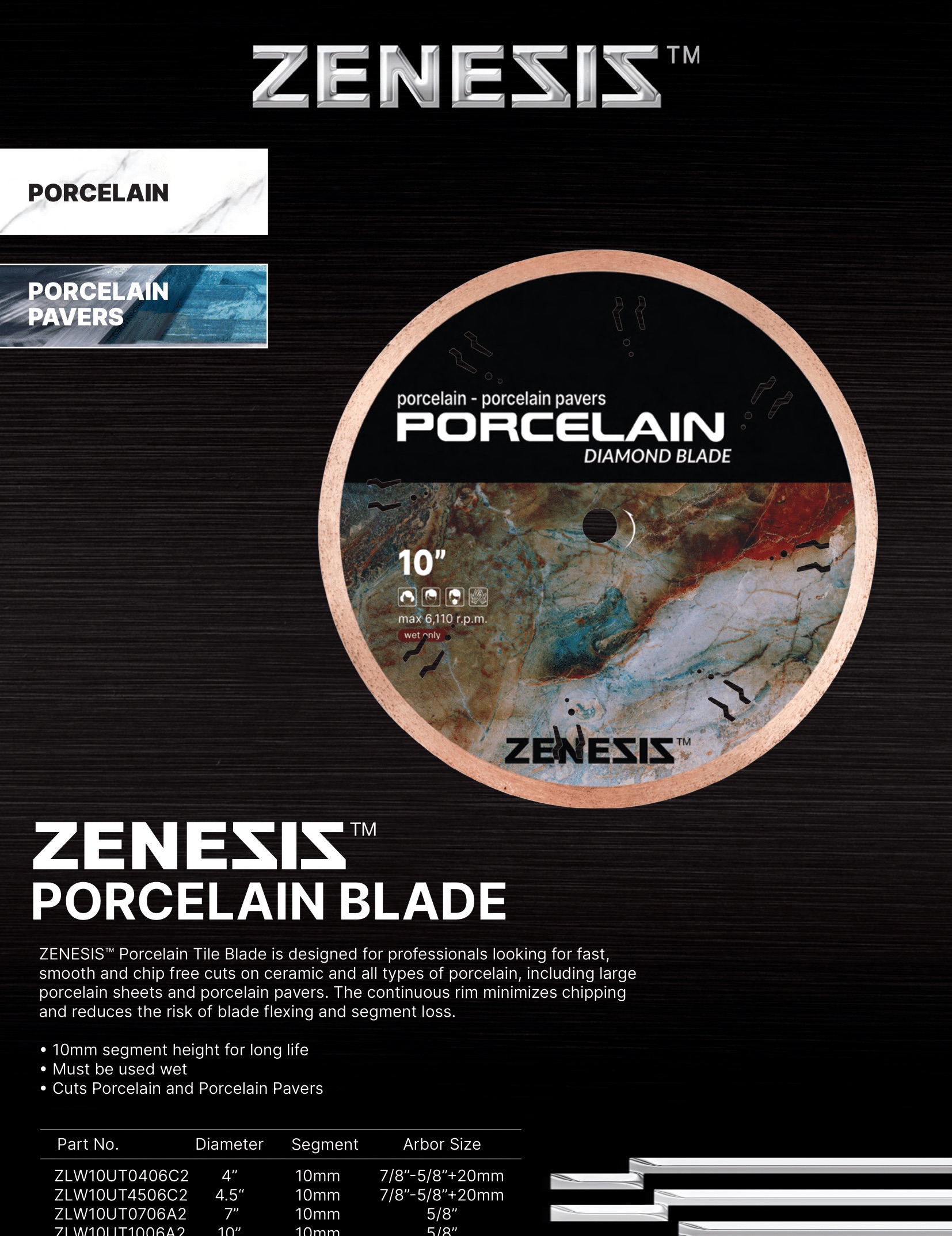 ZENESIS&trade; Porcelain Tile Blade