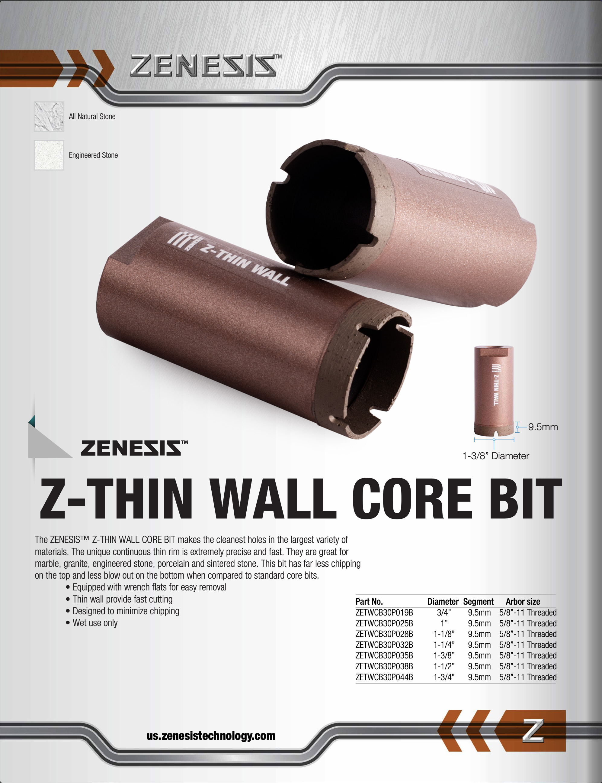 ZENESIS™ Z‐Thin Wall Core Bit