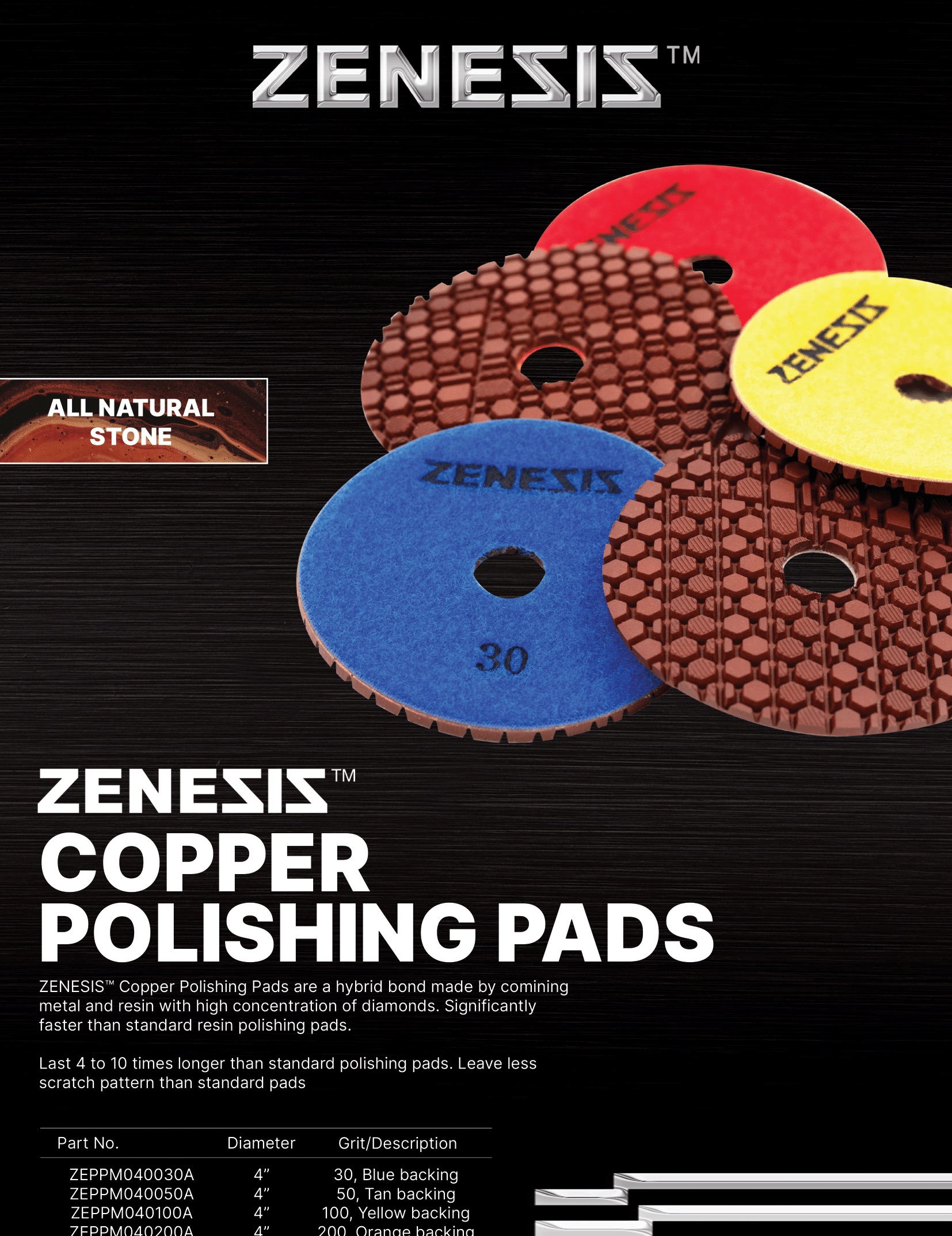 ZENESIS&trade;  COPPER POLISHING PADS
