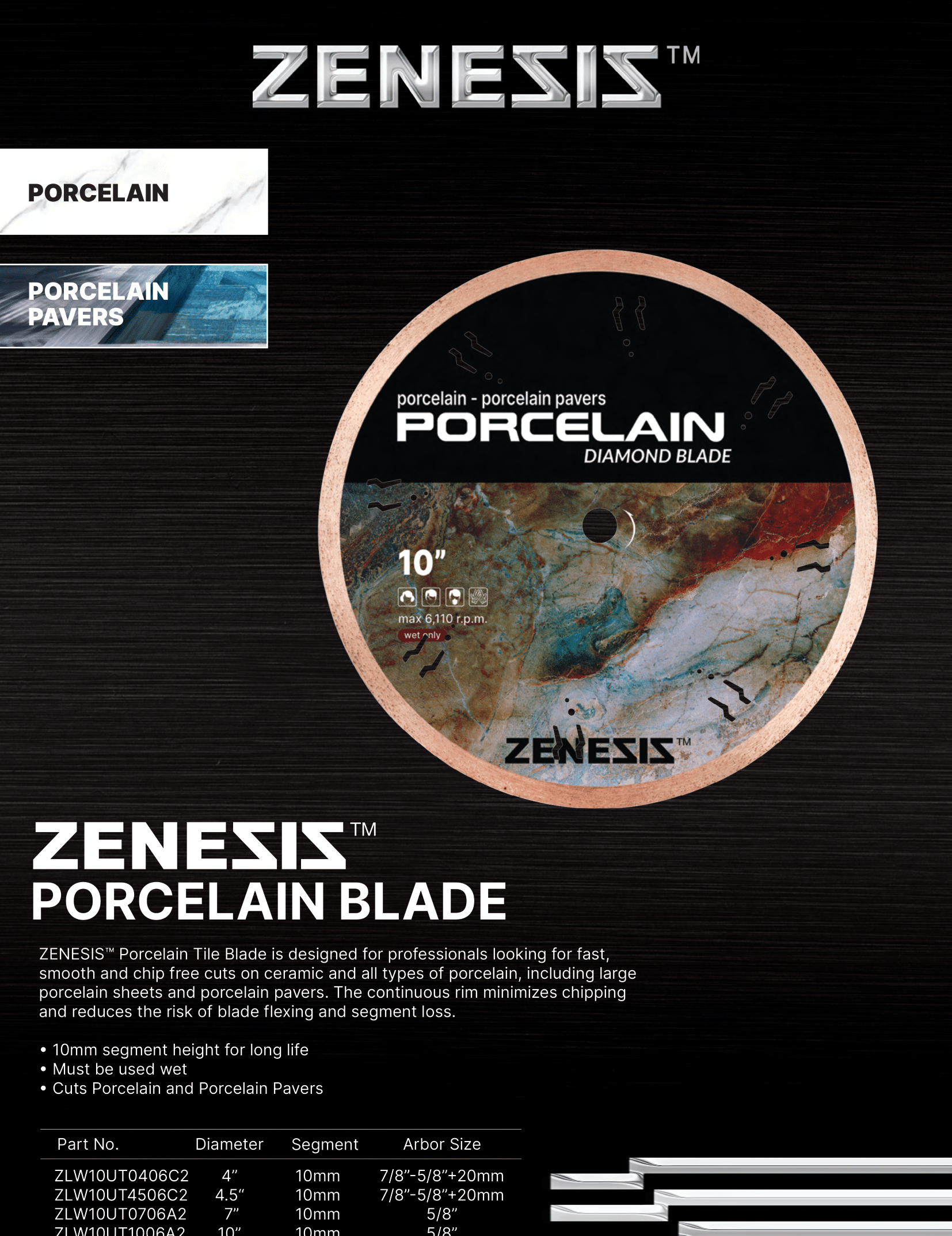 ZENESIS™ Porcelain Tile Blade